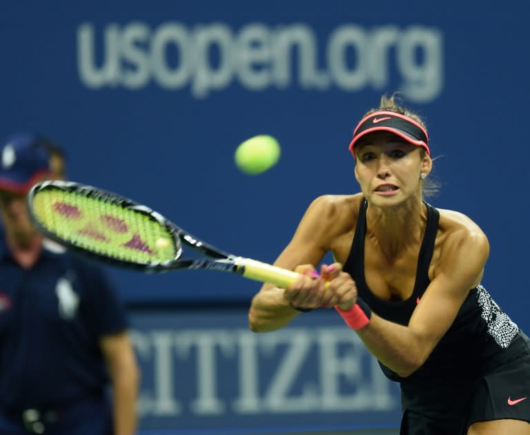 Vitalia Diatchenko hits a return to Serena Williams during their US Open match in New York on August 31, 2015
