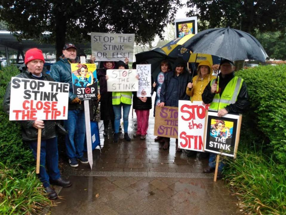 Western Telegraph: Stop the Stink Campaigners outside County Hall last week.