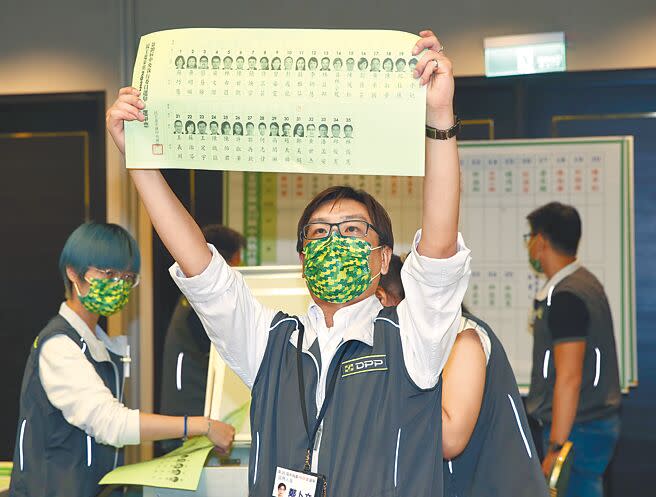 民進黨全代會17日在台北國際會議中心舉行，在中央委員選舉投票完畢後，立即開票。（陳君瑋攝）
