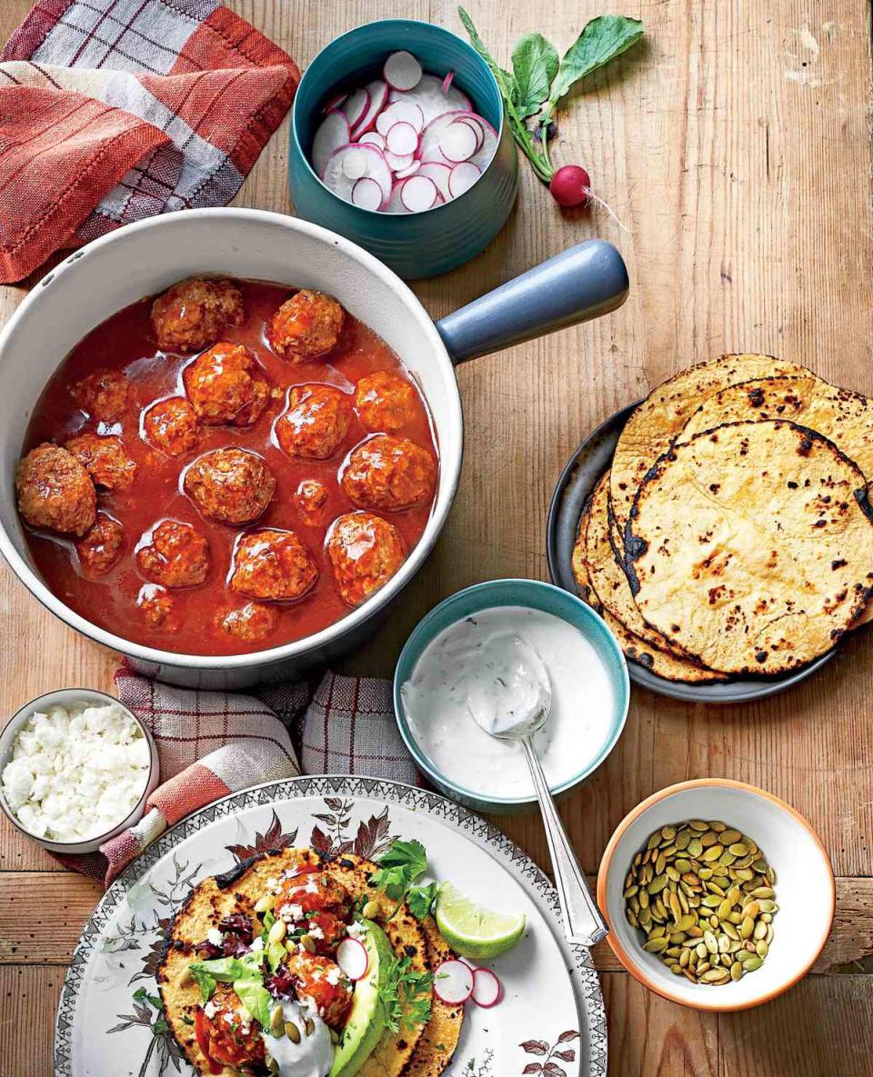 Tex-Mex Meatballs in Red Chile Sauce