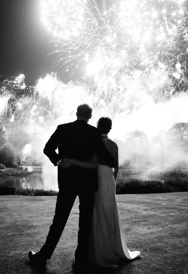 Prince Harry and Meghan Markle at their royal wedding reception watching fireworks<p>Chris Allerton via Kensington Royal</p>