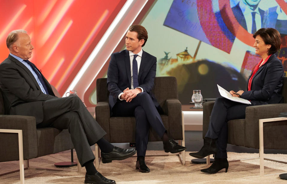 Jürgen Trittin versuchte, Sebastian Kurz bei Sandra Maischberger aus der Reserve zu locken. (Bild: WDR/Melanie Grande)