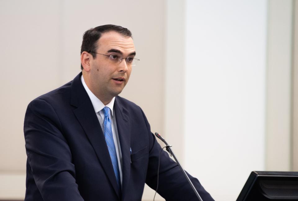 Defense attorney Daniel A. Horwitz gives his closing argument for Russell Maze’s post-conviction review at Justice A. A. Birch Building in Nashville, Tenn., Wednesday, March 27, 2024.