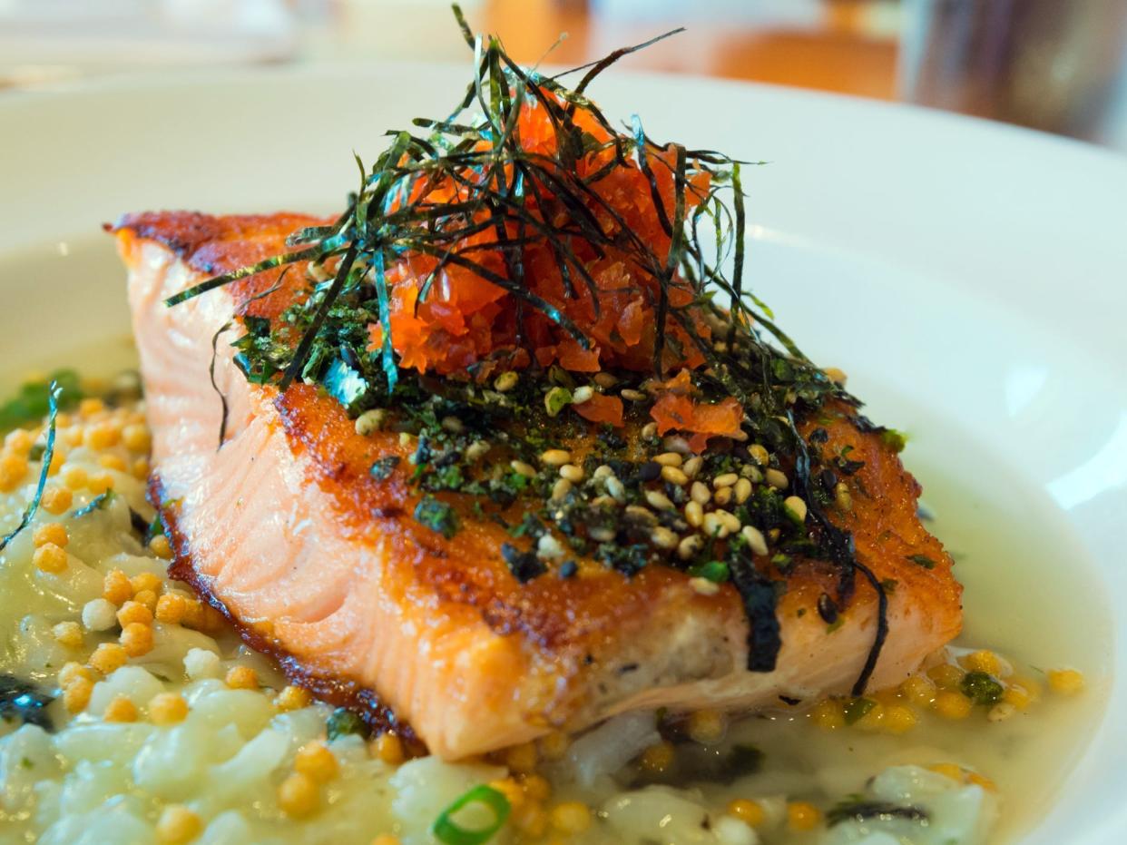 salmon with risotto for dinner