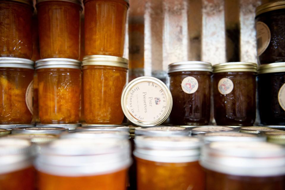 The Beez Knees preserves for sale at a new general store that sells different products and commodities produced in Tennessee inside the Pick Tennessee Products Experience at Wilson County Fairgrounds in Lebanon, Tenn., Thursday, Aug. 17, 2023.