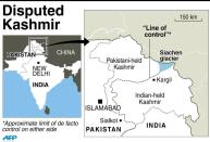 Map of Kashmir showing the de facto border known as the Line of Control between India and Pakistan. Indian prime minister Narendra Modi travelled to the disputed area Tuesday