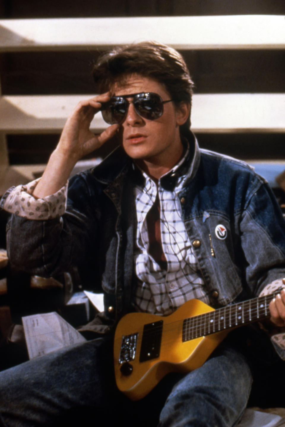 Michael J. Fox on the set of 'Back to the Future'. (Photo by Sunset Boulevard/Corbis via Getty Images)