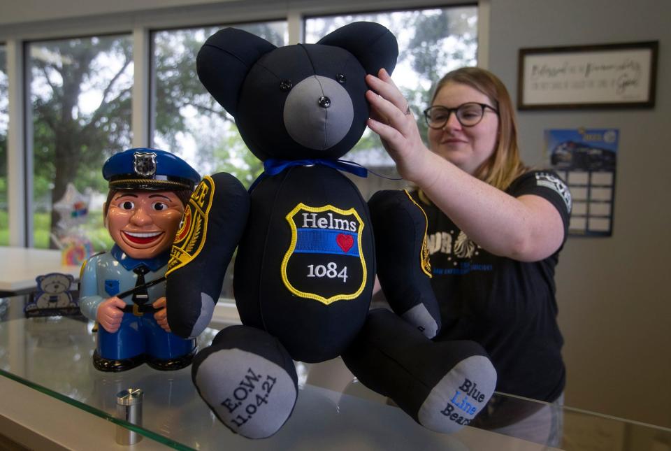 From 2016 to early June 2022, Megan O'Grady's Blue Line Bears have been distributed to 1,100 families in 45 states and overseas.
