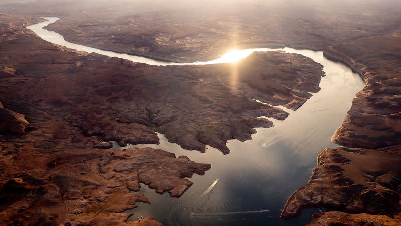 The upper reaches of Lake Powell in southern Utah are pictured on Friday, July 22, 2022. Lake Powell’s water levels appear to have peaked for the year.