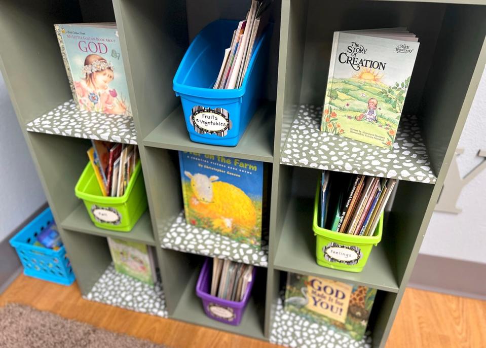 A library corner inside the new preschool at Acorns & Oaks Christian Academy. The preschool is set to open in September.