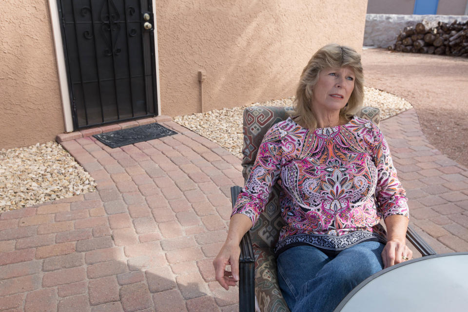 Libby Leask talks about the struggle she has had obtaining her husband's pension from New Mexico State University after he passed away in 2016. November 9, 2018.