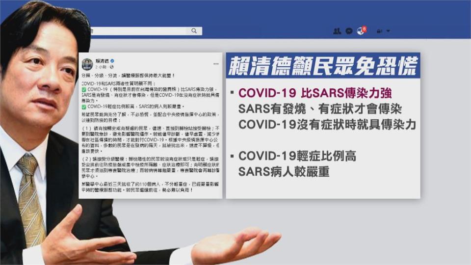 危急時刻出面穩定民心！賴神籲分類分級分流　保留醫療量能