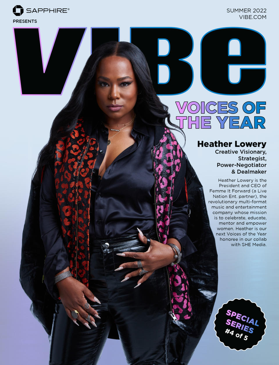 Vibe cover photo of Femme It Forward CEO, Heather Lowery