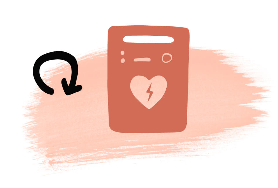 AEDs come with clear instructions, and you should place its pad on the center of the chest. (Liza Evseeva / TODAY Illustrations)