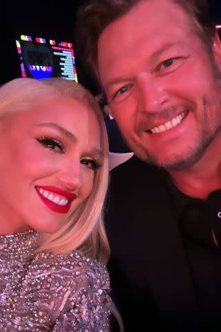 <p>Gwen Stefani /Instagram</p> Gwen Stefani (L) posts a photo on her Instagram Stories of her and Blake Shelton at the 27th Annual Keep Memory Alive Power of Love Gala on May 10, 2024 in Las Vegas, Nevada