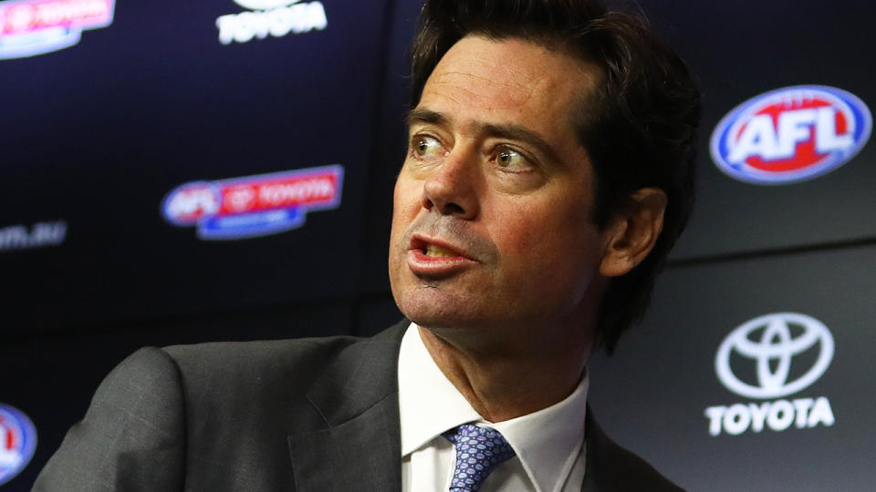 AFL chief Gillon McLachlan and the AFL Players' Association have agreed to terms on a pay cut for players during the coronavirus shutdown. (Photo by Robert Cianflone/Getty Images)