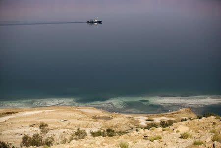 A sinkhole is seen on the shore of the Dead Sea near Kibbutz Ein Gedi, Israel July 27, 2015. REUTERS/Amir Cohen