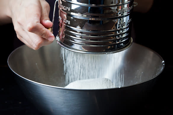 sifting dry ingredients