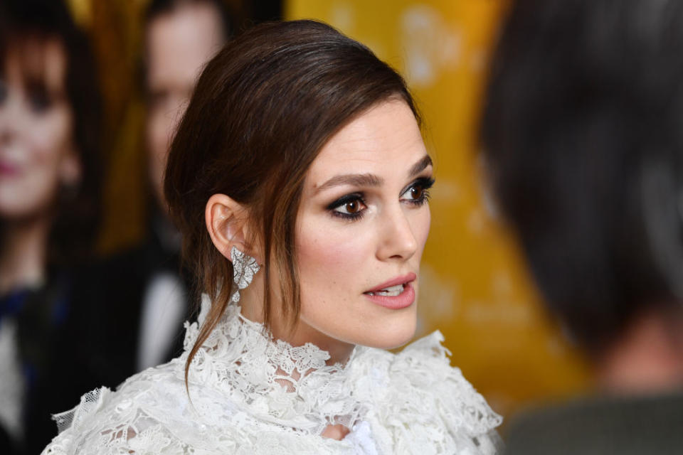 Keira Knightley has recalled a wardrobe malfunction she suffered back in 2005 which saw her dress split, pictured in March 2020. (Getty Images)