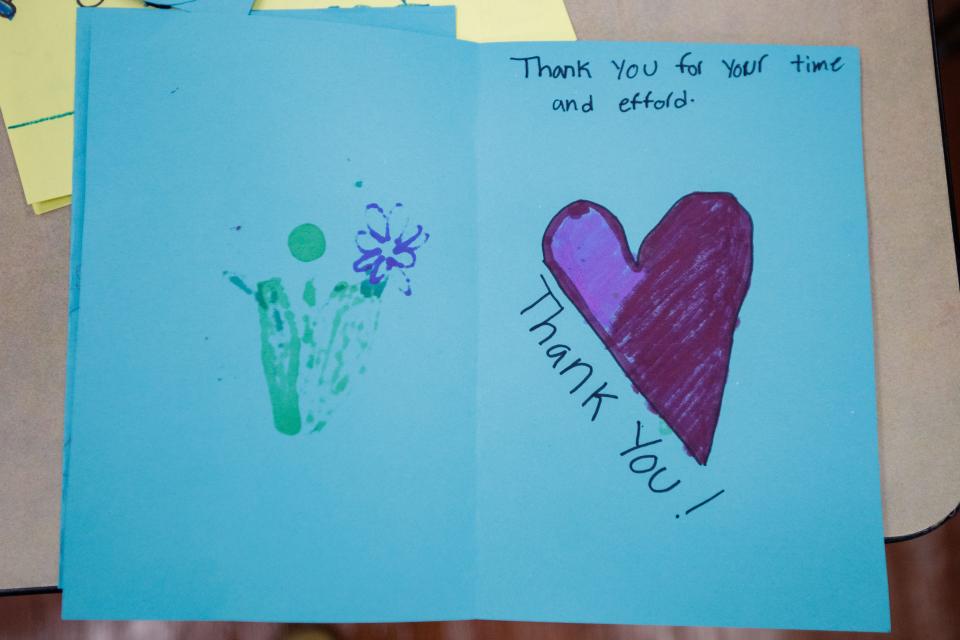 Students from Leon County Schools drew pictures and wrote thank you notes to healthcare workers at Capital Regional Medical Center and Tallahassee Memorial HealthCare. The cards were delivered to the hospitals by Superintendent Rocky Hanna Tuesday, Sept. 21, 2021.