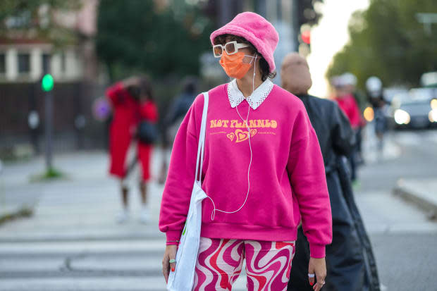 On the streets of Paris Fashion Week Spring 2022<p>Photo by Edward Berthelot/Getty Images</p>