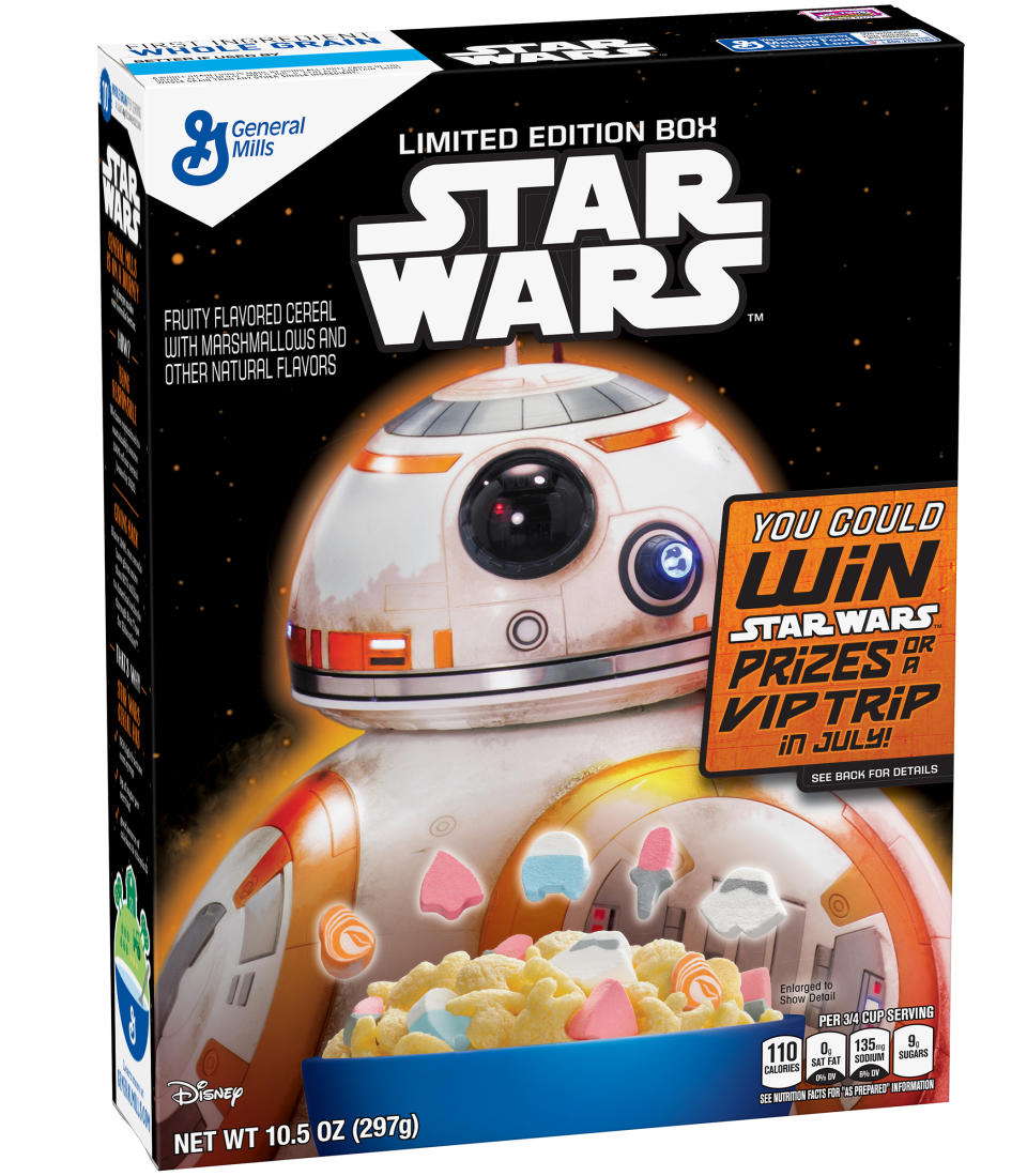 <p>This limited edition cereal was introduced in 2015 to promote the release of <em>The Force Awakens</em>. (Photo: General Mills) </p>