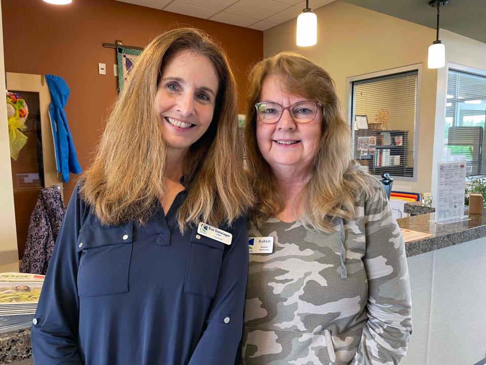 Assistant Sue Dolislager and coordinator Robyn Trostle welcome more than 100 shoppers to the annual Spring Craft Show at Karns Senior Center April 30, 2024.