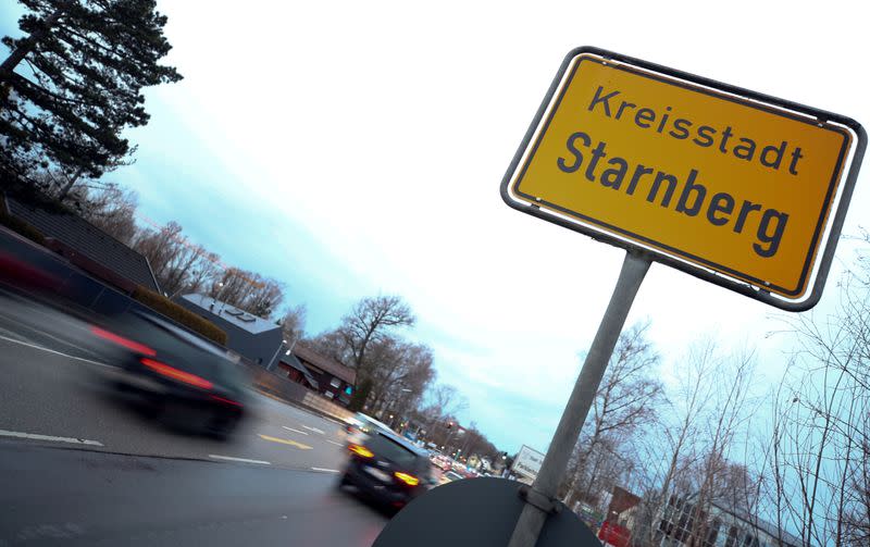 The town sign of Starnberg is seen after Germany has declared its first confirmed case of the deadly coronavirus