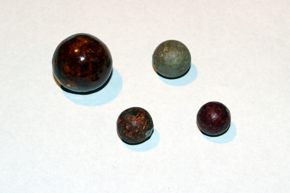 <p>These marbles were found in various locations throughout the building over the years; some were under the floorboards in kitchens of apartments on the fourth floor in 2008; others were found in the basement and second floor of 97 Orchard St. in 1994 and 1995. (Photo: Caters News) </p>