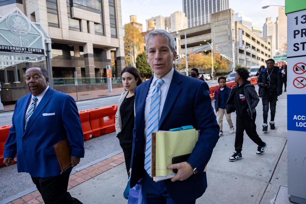 Lawyer Brian Steel (pictured), who is representing Young Thug in the rapper's ongoing RICO trial, was taken into custody on Monday for alleged contempt of court.