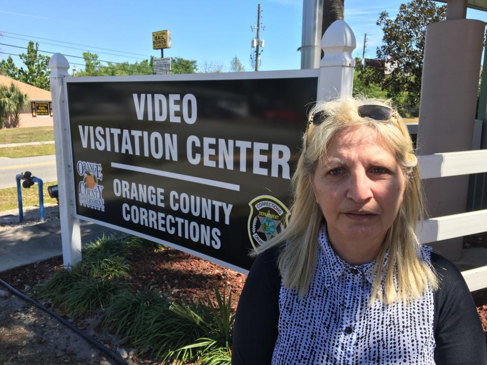 Susan Adieh,&nbsp;Noor Salman's cousin, is pictured outside the jail visitation center. Relatives were&nbsp;only able to talk to Salman over video conference.&nbsp; (Photo: Melissa Jeltsen/HuffPost)