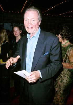 Jon Voight gets the heebie-jeebies after he notices a spider on the tasty cookie that he was about to dive for at the Loews Cineplex Century Plaza premiere of New Line's The Cell