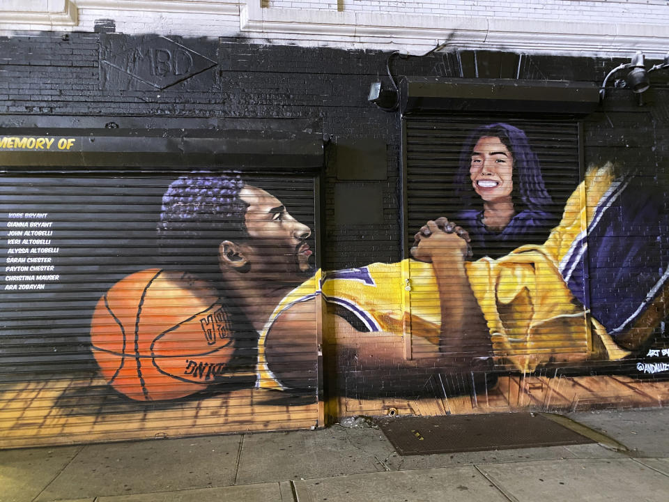 A Kobe Bryant and Gianna Bryant Mural in Brooklyn, New York.