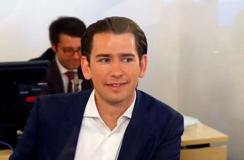 Austrian Chancellor Sebastian Kurz waits to give testimony at a parliamentary inquiry committee in Vienna