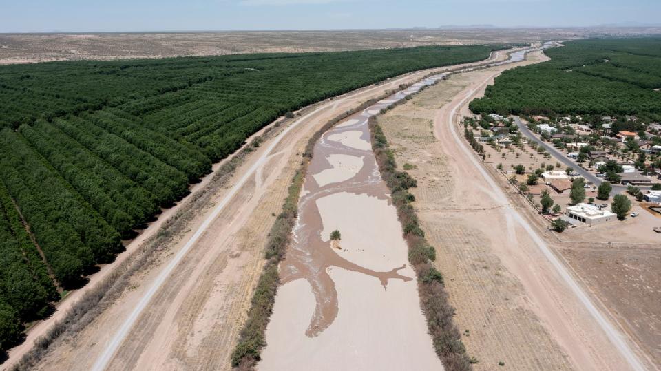 Water begins to fill the Rio Grande in June north of the Lou Henson Highway near Santo Tomas, New Mexico, after water was released from Elephant Butte Dam for the annual allotment of water for New Mexico, Texas and Mexico.