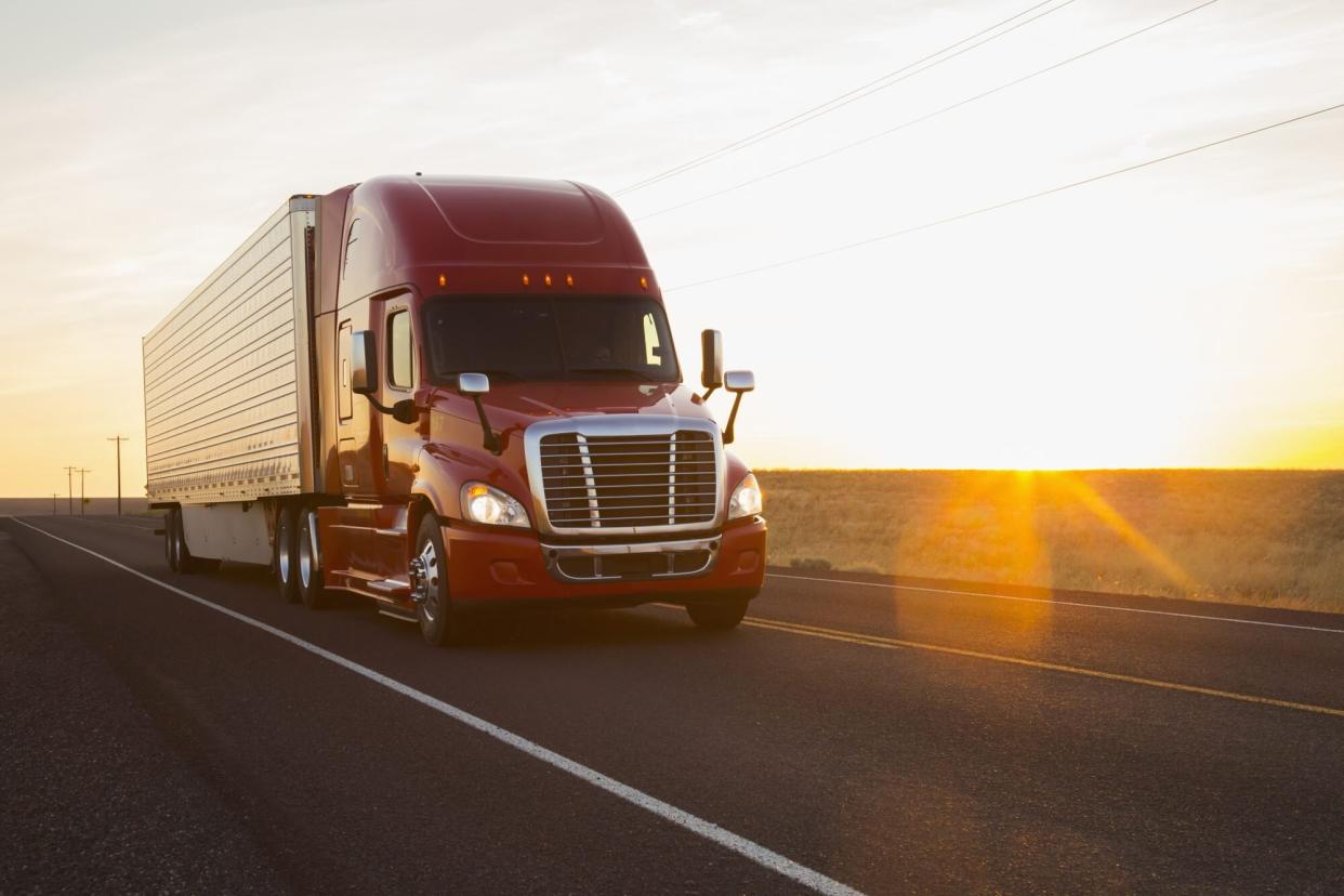 Truck driving on remote road