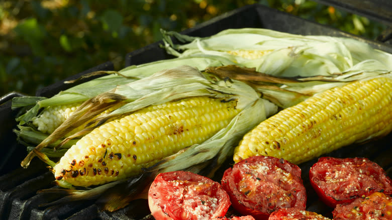 grilled corn and tomatoes