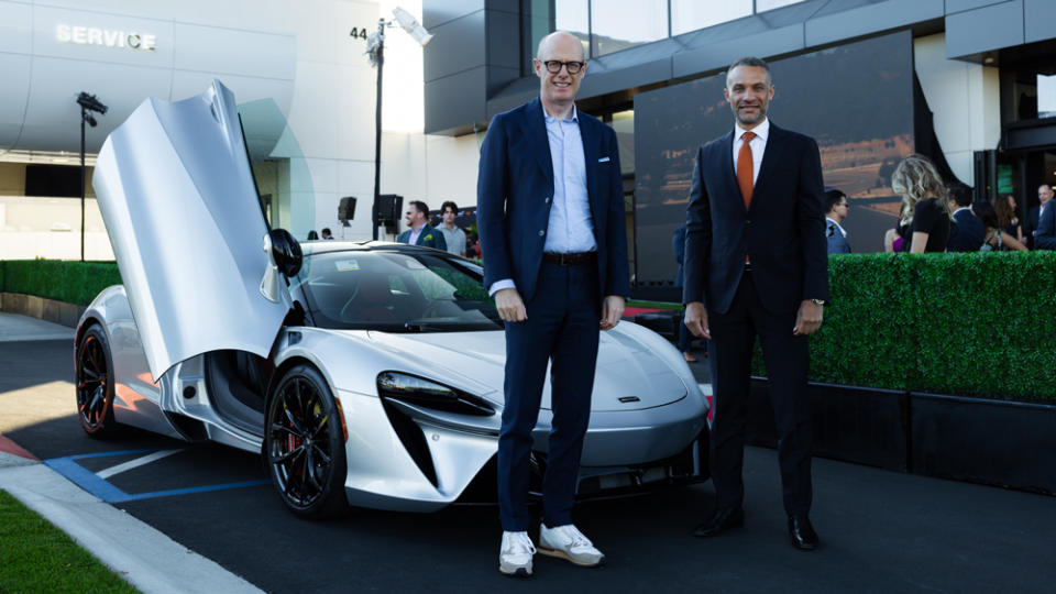 Michael Leiters, CEO of McLaren Automotive (left), and Nicolas Brown, president of McLaren for the Americas.