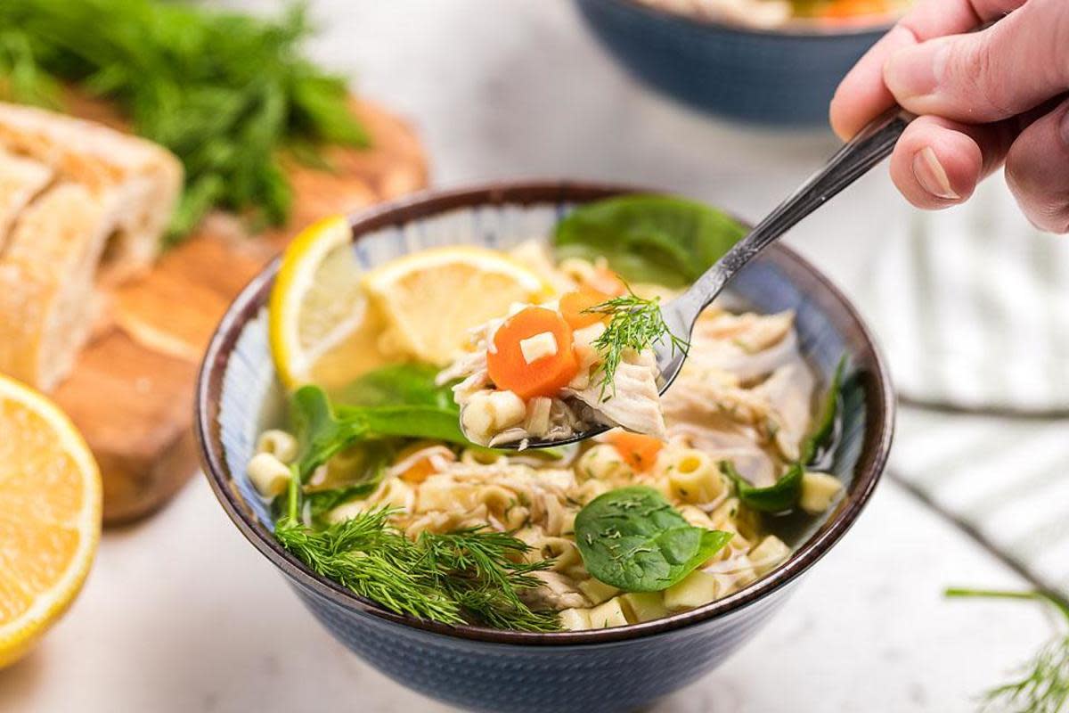 <p>XOXO Bella</p><p>The Greek flavors paired with lemon create a burst of flavor with each bite.</p><p><strong>Get the Recipe: <a href="https://xoxobella.com/slow-cooker-authentic-greek-lemon-chicken-soup-avgolemono/" rel="nofollow noopener" target="_blank" data-ylk="slk:Crock Pot Greek Lemon Chicken Soup;elm:context_link;itc:0;sec:content-canvas" class="link rapid-noclick-resp">Crock Pot Greek Lemon Chicken Soup</a></strong></p>