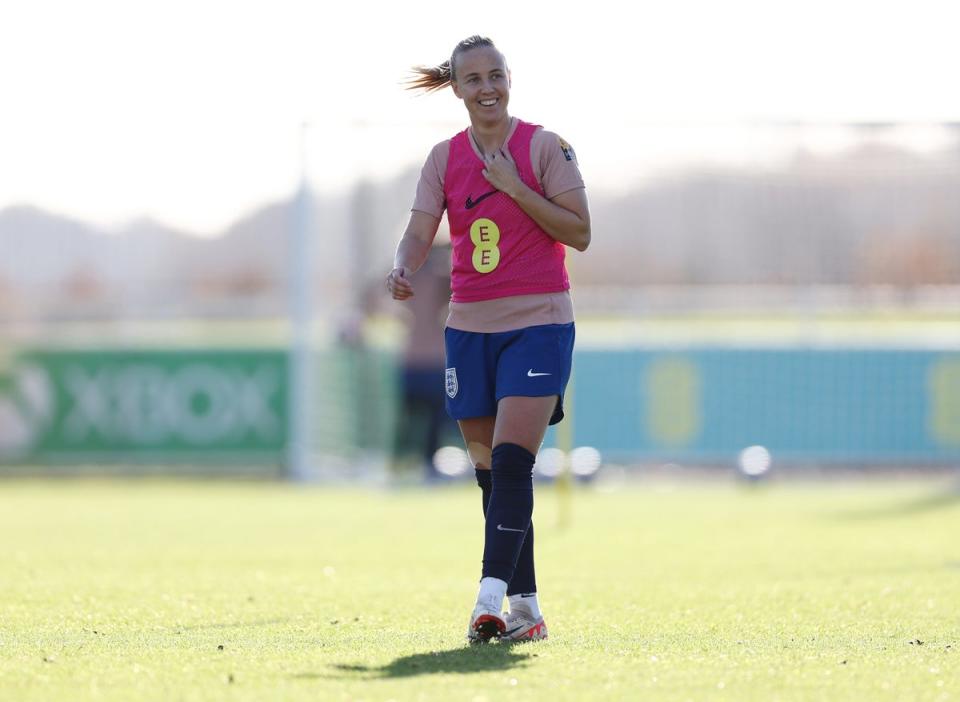 Returning hero: Beth Mead trains with England at St George’s Park (The FA/Getty)