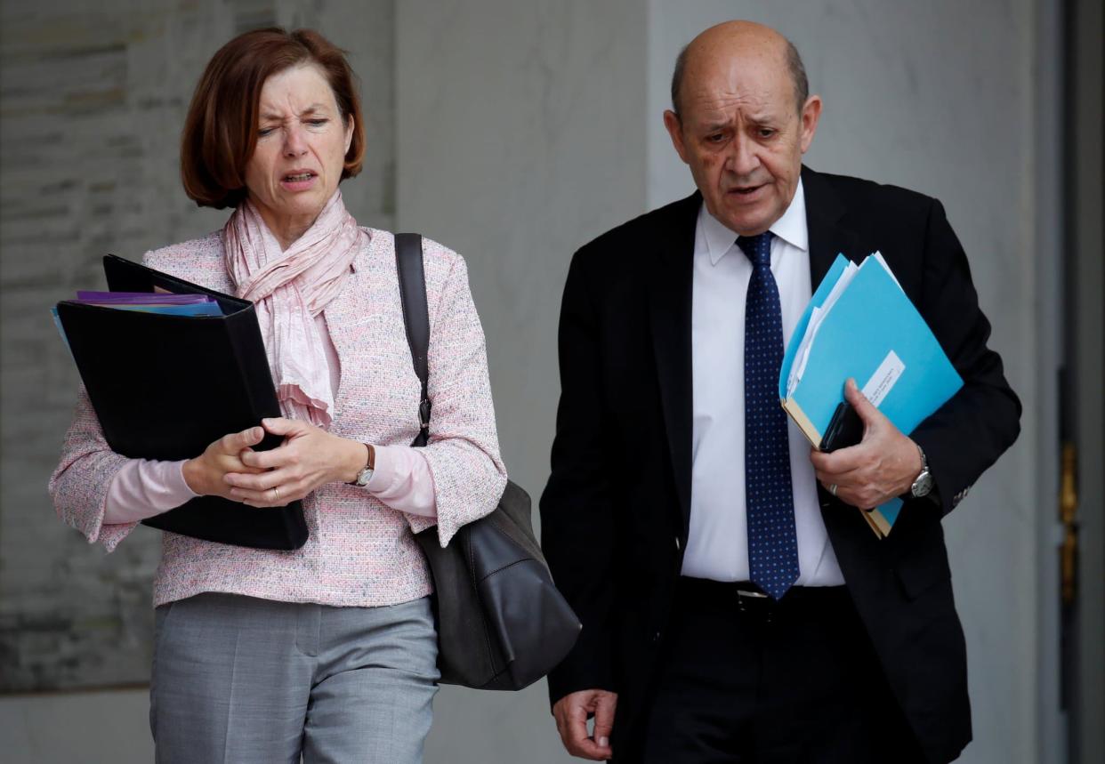 La ministre des Armées, Florence Parly, et le ministre des Affaires étrangères, Jean-Yves Le Drian, le 17 juin 2020 - AFP / Gonzalo Fuentes