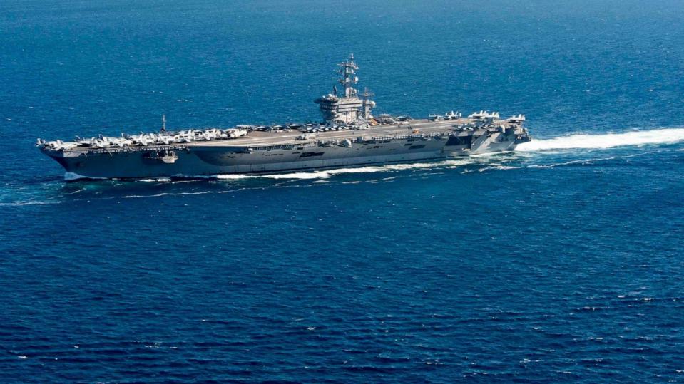 PHOTO: In this June 13, 2016, file photo provided by the U.S. Navy, the aircraft carrier USS Dwight D. Eisenhower transits the Strait of Gibraltar into the Mediterranean Sea. (U.S. Navy via Getty Images, FILE)