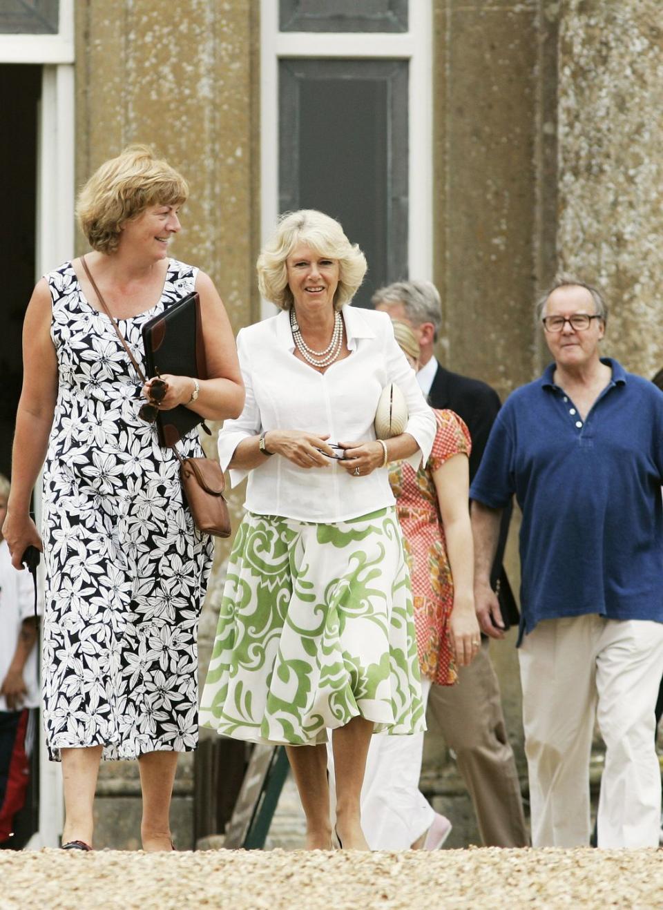 wiltshire, england july 22 camilla, duchess of cornwall with lord and lady lansdowne at their home bowood house for a dog show and country fair held in support of the macmillan cancer relief charity on july 22, 2006 in wiltshire, england photo by tim graham photo library via getty images