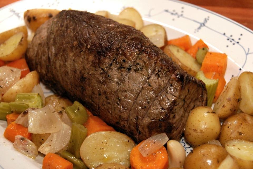 <p>Ben Rayl</p><p>Looking to serve the perfect roast beef? This easy roast beef recipe has all the cooking time tips and temperature tricks you need.</p><p><strong>Get the recipe: <a href="/172491/benrayl/perfect-roast-beef-is-easy/" data-ylk="slk:Perfect Roast Beef;elm:context_link;itc:0;sec:content-canvas" class="link ">Perfect Roast Beef</a></strong></p>
