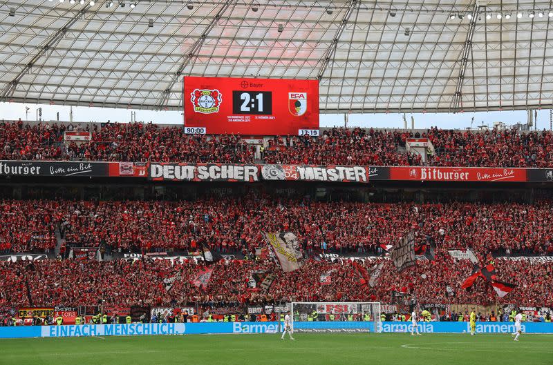 Una vista del BayArena, durante el partido por la última fecha de la Bundesliga entre el Bayer Leverkusen y el FC Augsburgo - BayArena, Leverkusen, Alemania