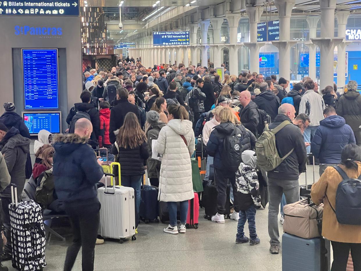 Going places? Some of the thousands of stranded passengers at London St Pancras (Simon Calder)