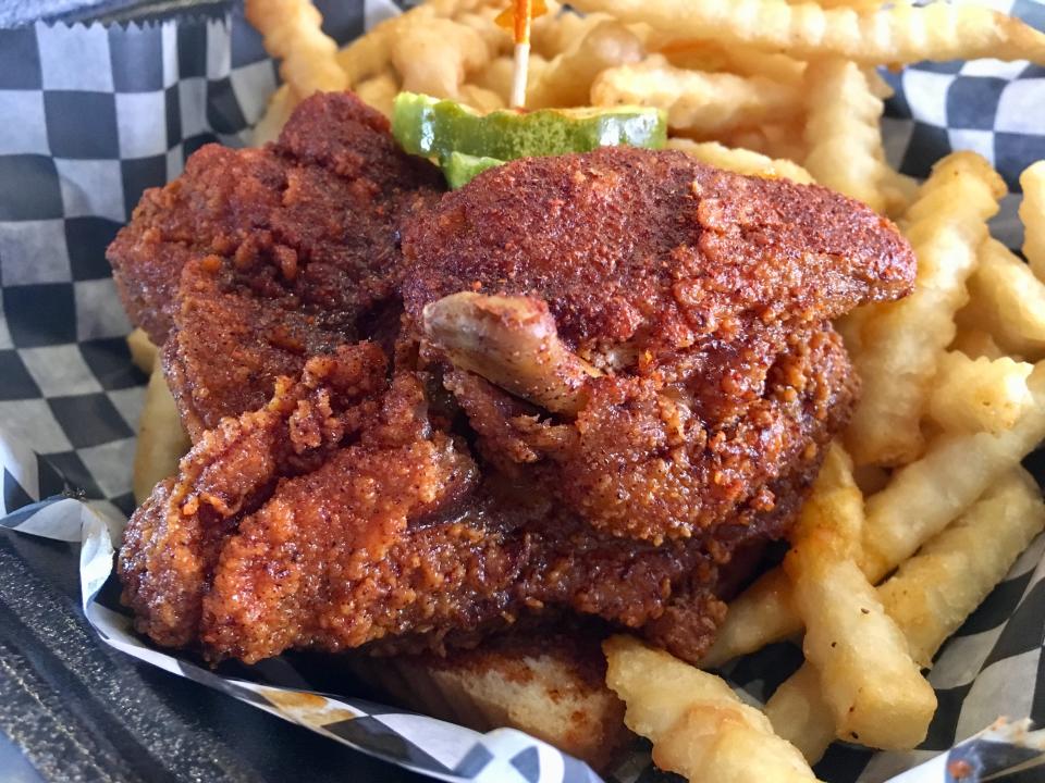 The hot chicken breast at Hattie B's in West Nashville, which The Tennessean's hot chicken tasters didn't find to be very hot.