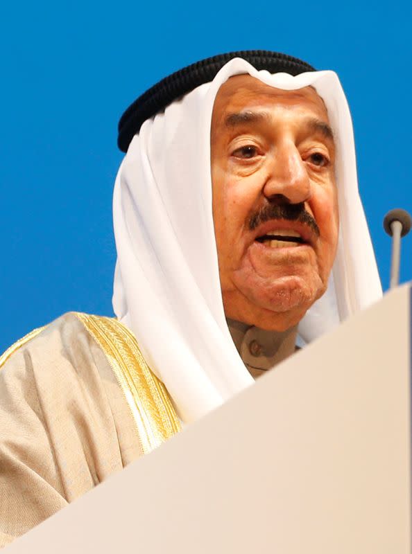 FILE PHOTO: Kuwait's Emir Sheikh Sabah al-Ahmad al-Sabah talks during UNFCCC in Doha