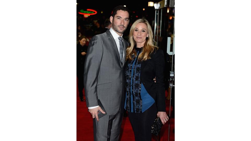 Tom Ellis standing with Tamzin Outhwaite