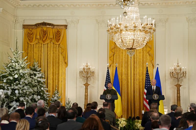 U.S. President Biden welcomes Ukraine's President Zelenskiy at the White House in Washington